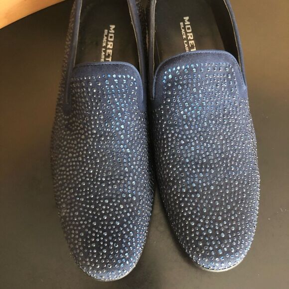 Moretti Black Label Blue Rhinestone Loafer Shoes men’s size 11 main image 6